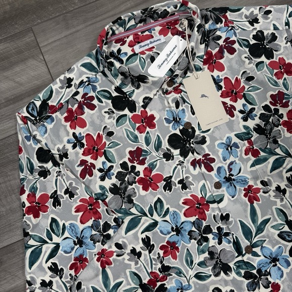 Tommy Bahama Other - Tommy Bahama Men's Tropicana Blooms Silk Camp Shirt Gray Floral‎ NEW $148